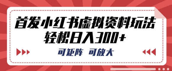 首发小红书虚拟资料玩法,可矩阵,可放大,轻松日入3张-轻创终点站