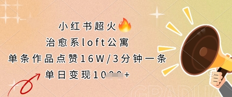 小红书超火的治愈系loft公寓,单条作品点赞16W,3分钟一条,单日变现数张-轻创终点站